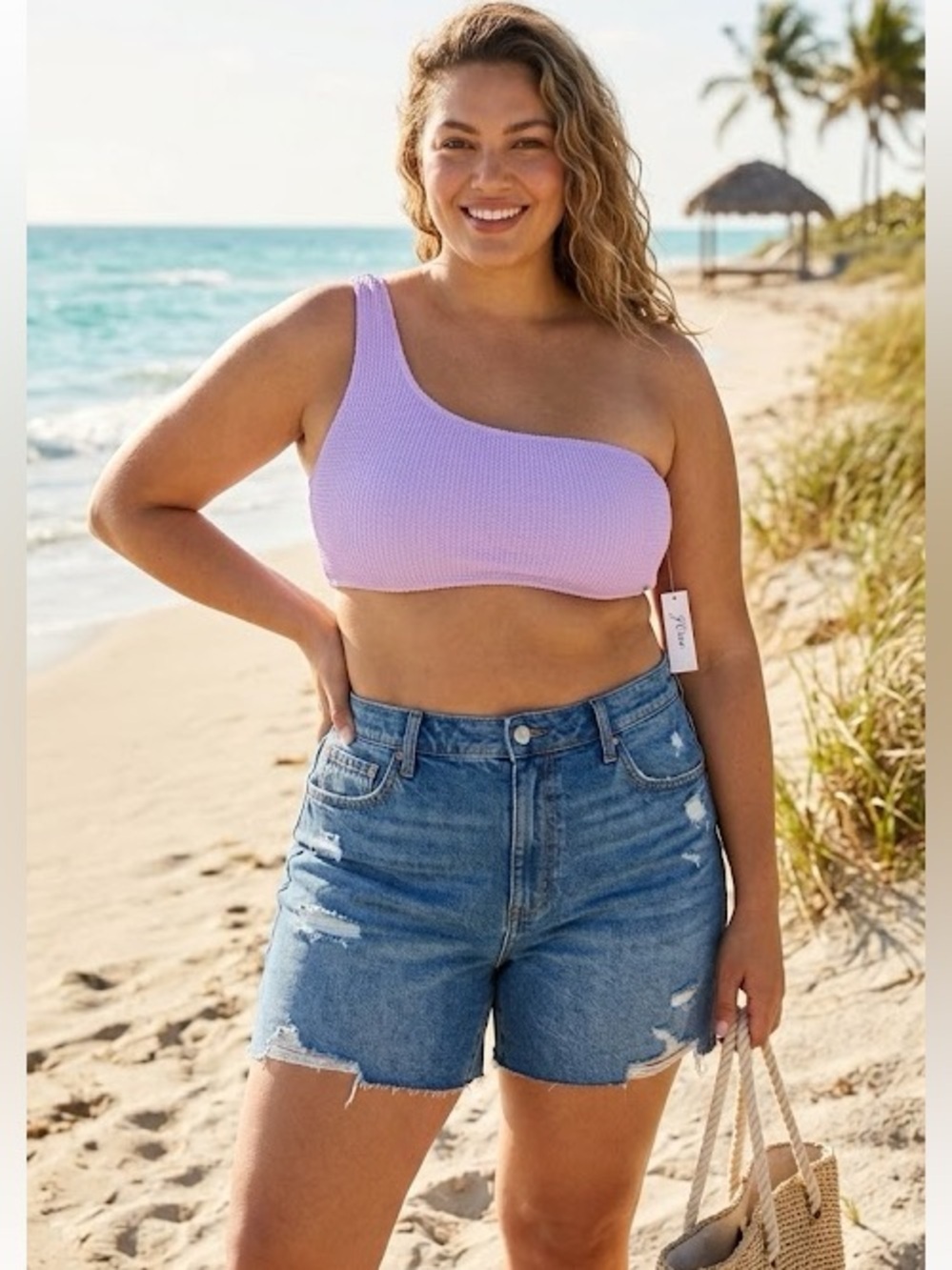 J. Crew NWT Textured One-Shoulder Padded Bikini Top Women Size XXL Dusty Mauve
